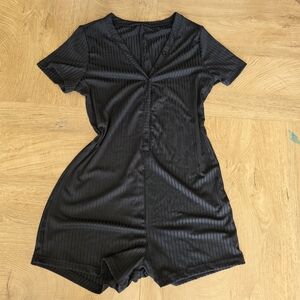 Black Short Sleeve Romper